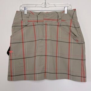 Smartwool Merino Wool Plaid Check Mini Adventure Outdoor Cargo Skirt Khaki Fall